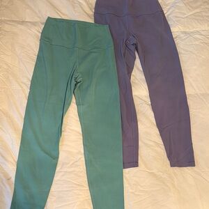 Old Navy High-Waist Leggings in Teal Green & Lavender